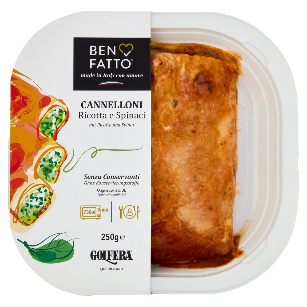 Golfera Ben Fatto Cannelloni Ricotta e Spinaci 250 g